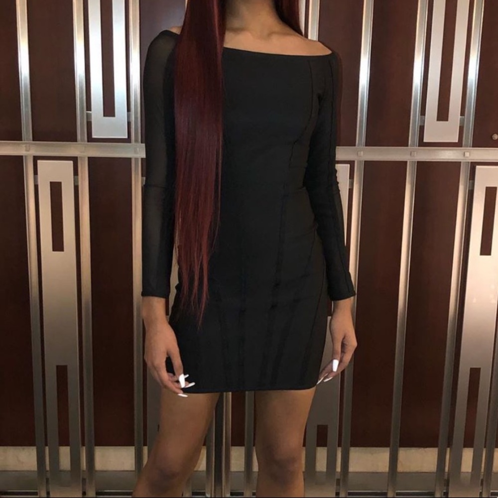 Black Bandage Dress W/ Mesh Sleeves